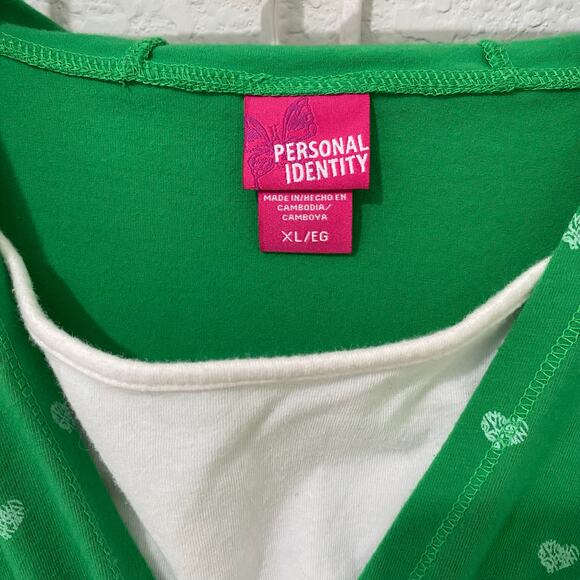 Personal Identity Top Womens Size XL Short Sleeve Hoodie Built-in Halter Green - Picture 5 of 9